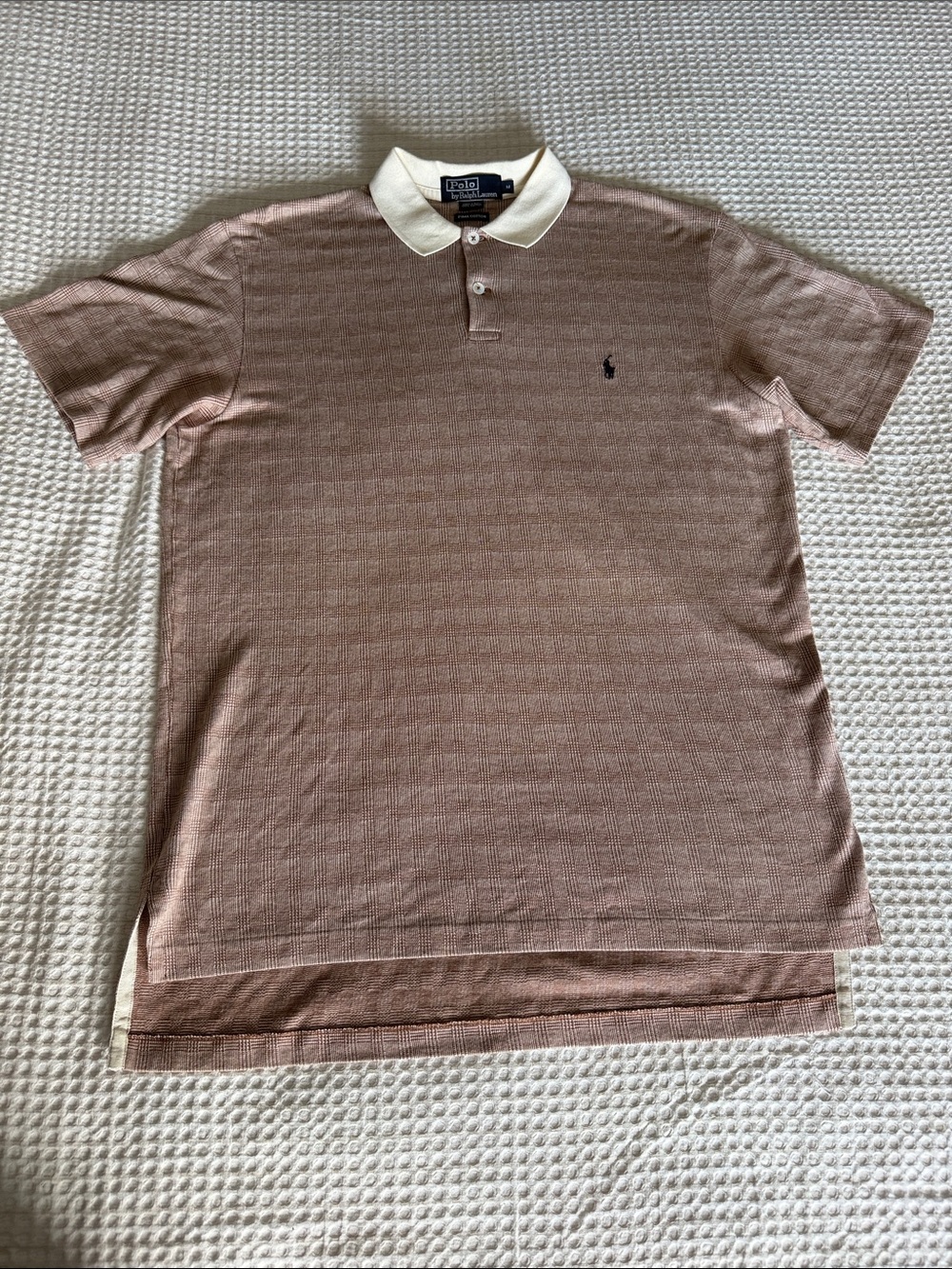 Like New Polo by Ralph Lauren Men's Blush Polo with Cream Collar navy pony rare - Picture 5 of 7